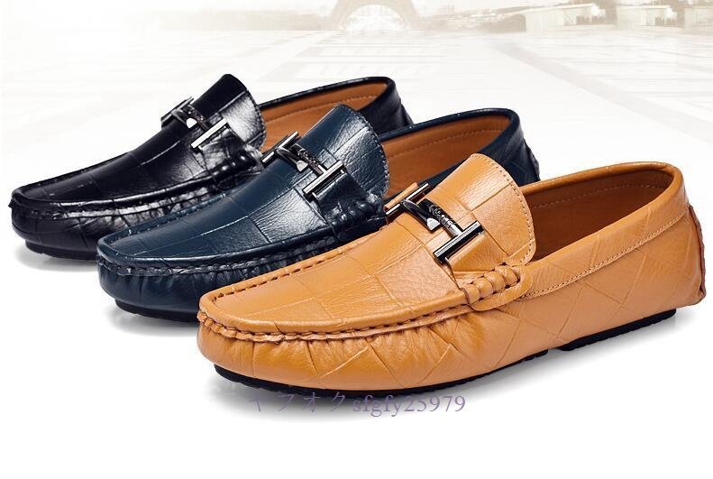 R538 new goods original leather Loafer driving shoes moccasin walking shoes men's soft check pattern 24.5 cm~27cm selection 