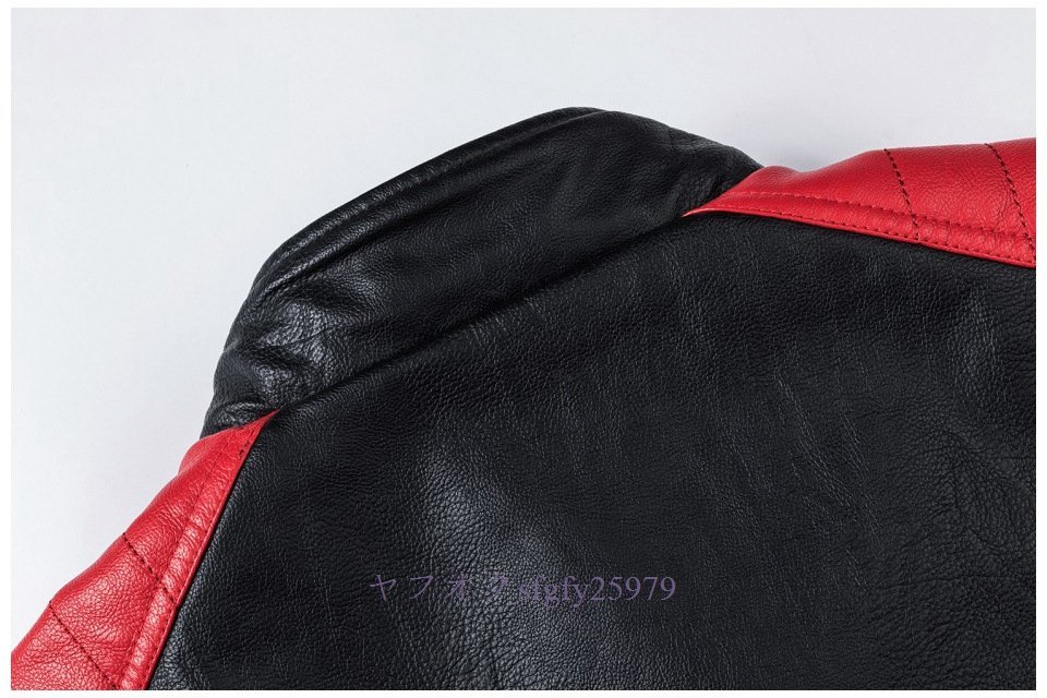 R014新品メンズレザージャケット ライダースジャケット バイクジャケット ジャンパー ブルゾン 皮革ジャケット M~4XL 赤_画像4