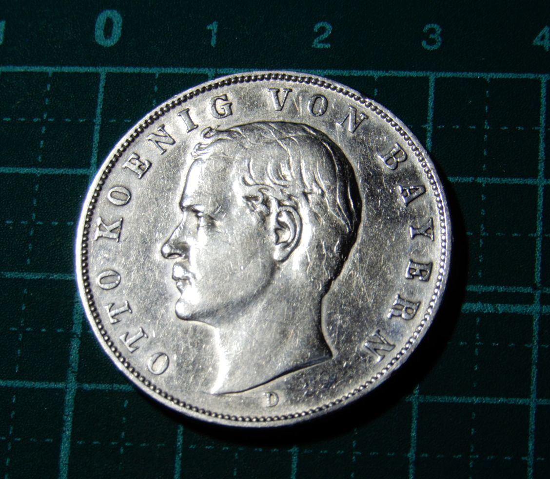 レア 1910年 美品 ドイツ帝国 国章 イーグル バイエルン王国 国王 オットー1世 ミュンヘン造幣 記念銀貨 銀製 3マルク メダル コイン 貨幣_画像1