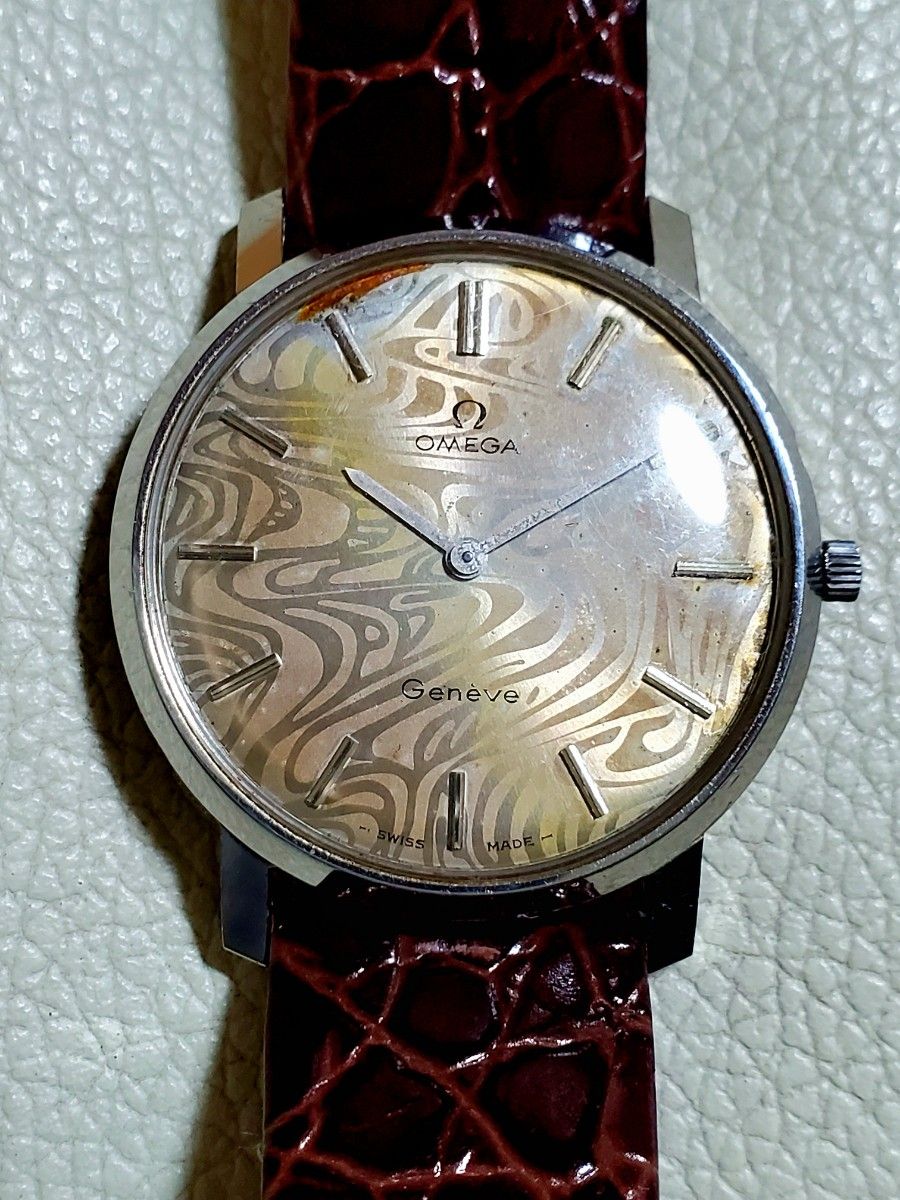 レア OMEGA オメガ Geneve 変わり文字盤 2針 手巻き メンズ
