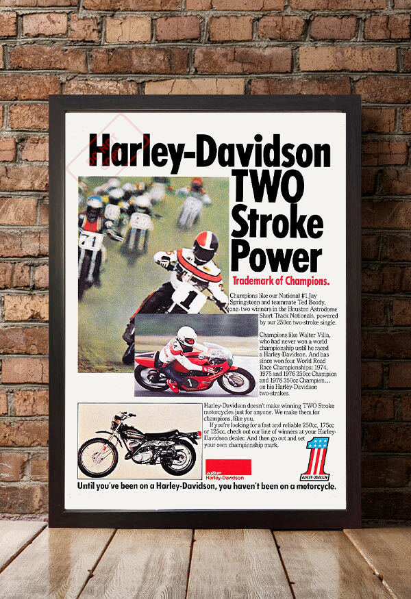 ポスター★1977年 ハーレーダビッドソン Two Stroke Power 広告ポスター☆Harley-Davidson/HD_額装イメージ（額は付属しません）
