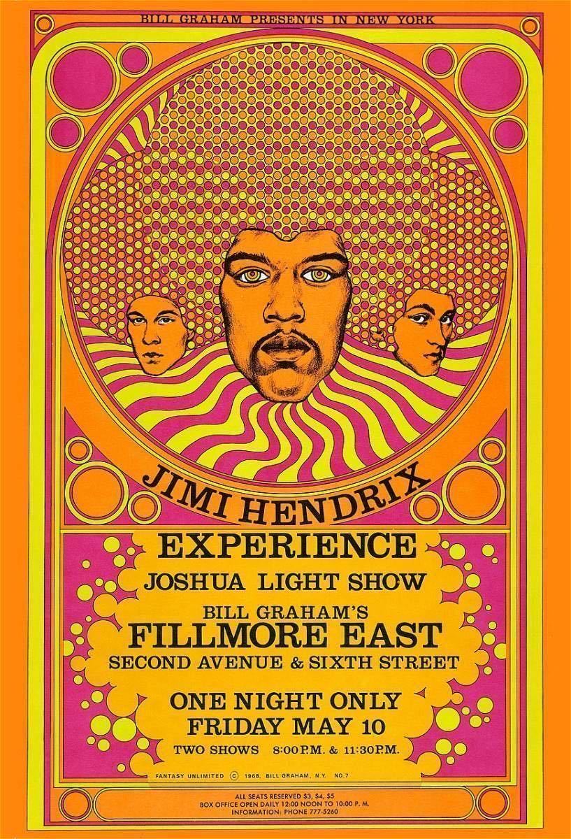 ポスター★ジミ・ヘンドリックス 1968 フィルモア・イースト ポスター★Jimi Hendrix/サイケデリック/デビッド・バードの画像8