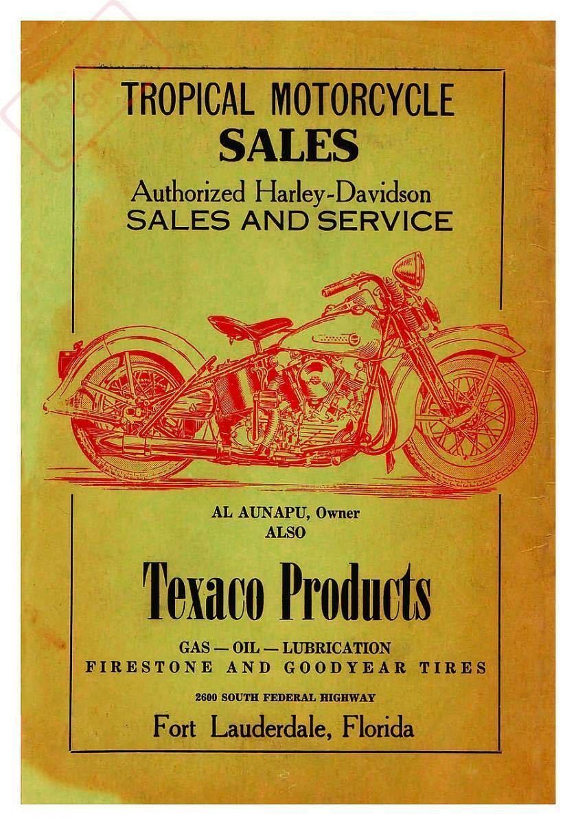 ポスター★1947年 ハーレーダビッドソン Tropical motorcycle sales 広告☆Harley-Davidson/ナックルヘッド_420×297mm（A3)