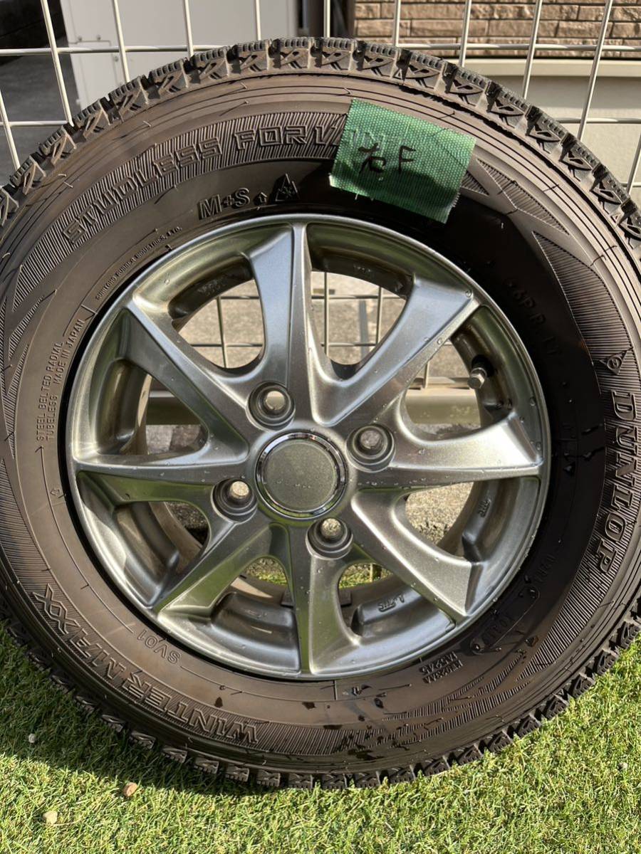 【1円スタート 4本セット】145R12 6PR(145/80R12) アルミ付 DUNLOP WINTER MAXX ダンロップ　ウインターマックス【19年3週 バリ山】_画像2