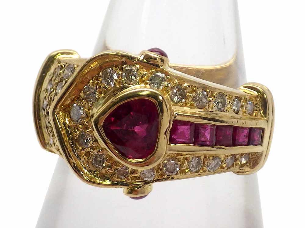 ルビー ダイヤモンドリング K18 7.4g 13.5号　Jewelry Ruby0.70ct Dia0.37ct Ring
