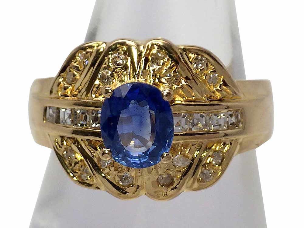 サファイア ダイヤモンドリング K18 7.1g 12.5号　Jewelry Sapphire1.09ct Dia0.23ct 0.14ct Ring
