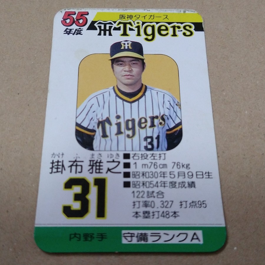 タカラのプロ野球ゲーム用カード昭和58年阪神タイガース掛布雅之
