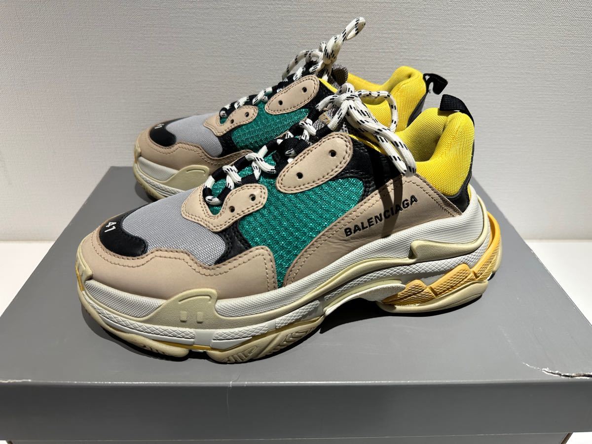 美品！BALENCIAGA Triple-S グリーン 41 メンズファッション シューズ