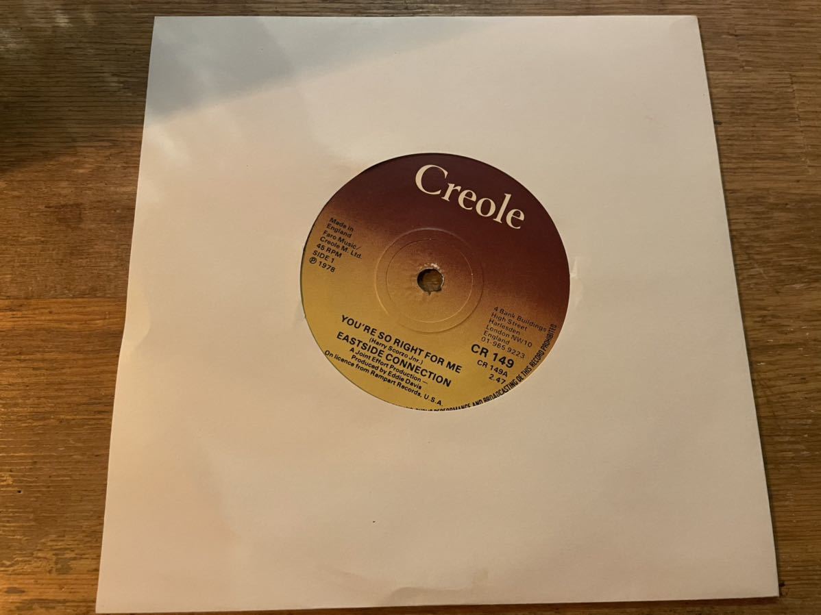 EASTSIDE CONNECTION YOU'RE SO RIGHT FOR ME 7 UK ORIGINAL PRESS!! GREAT TROPICAL LATIN DISCO!!の画像1