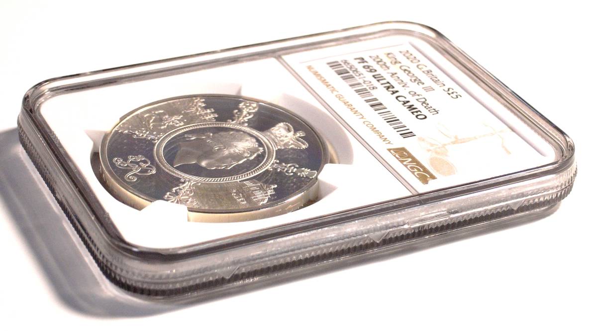 準最高鑑定】イギリス ジョージ3世 没後200年 5ポンド プルーフ 銀貨