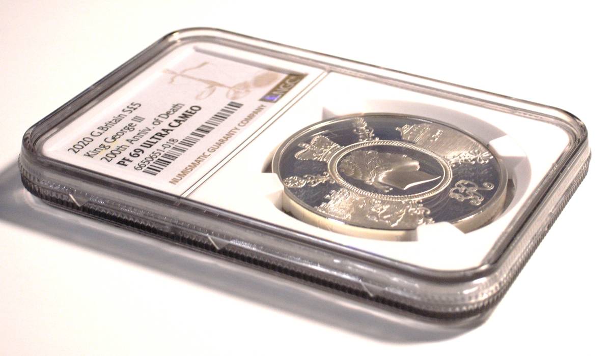 準最高鑑定】イギリス ジョージ3世 没後200年 5ポンド プルーフ 銀貨