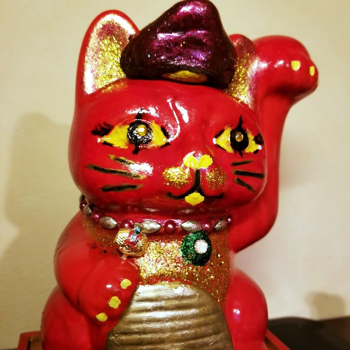 招き猫 レッド ゴールド 赤 金 陶器 ダルマ タイ 達磨 鯛 宝船 縁起物 オリジナル 新品 置物 ネコ 七福神 