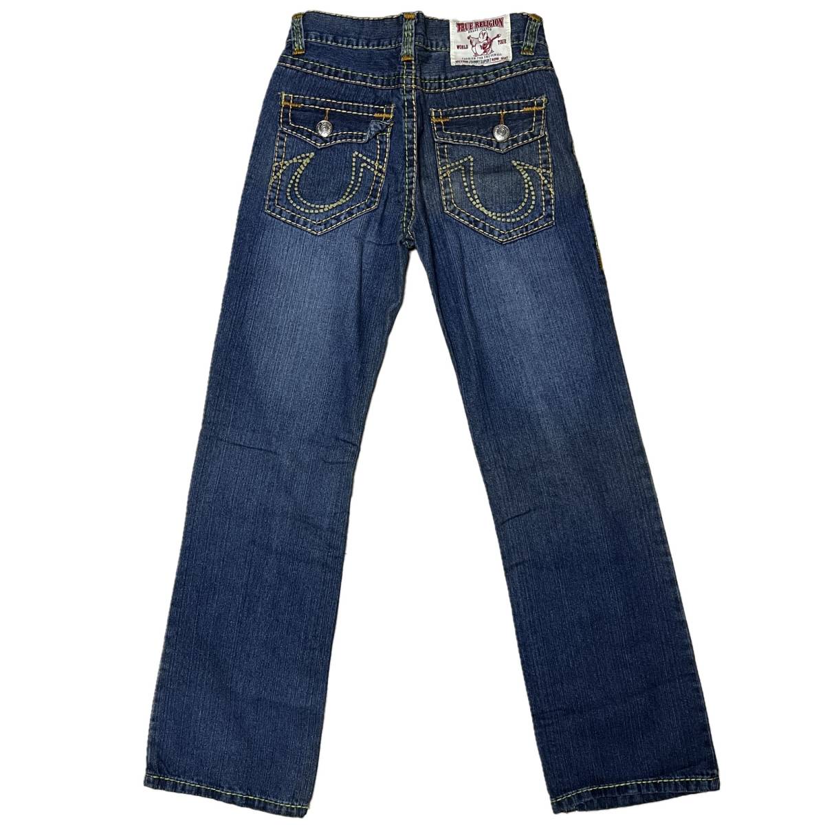 [並行輸入品] TRUE RELIGION トゥルーレリジョン 蹄ロゴポケット イエローラインディング デニムパンツ (インディゴ) W30