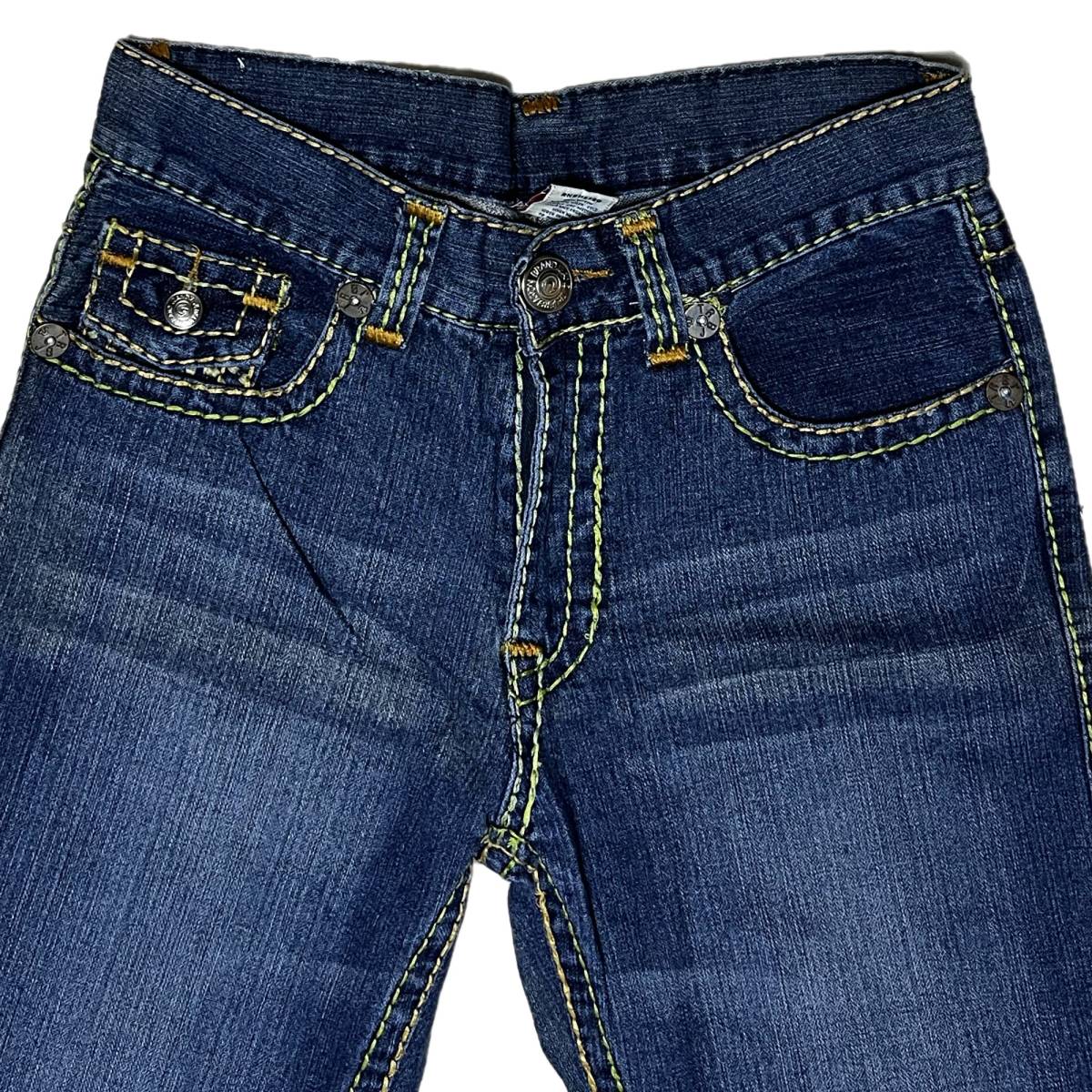 [並行輸入品] TRUE RELIGION トゥルーレリジョン 蹄ロゴポケット イエローラインディング デニムパンツ (インディゴ) W30