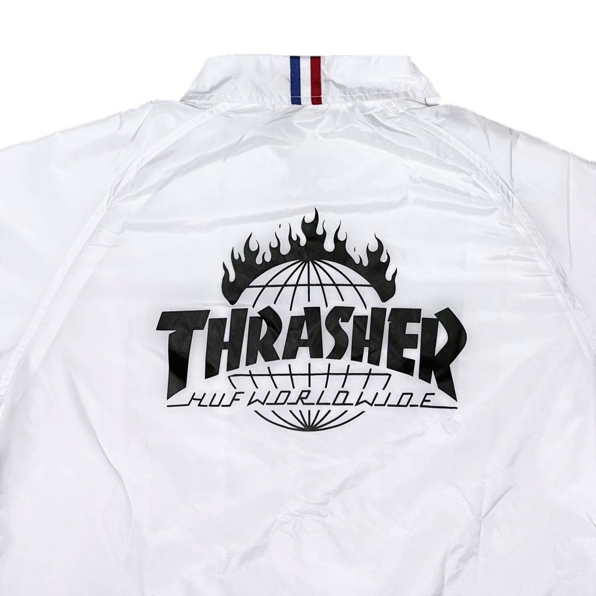 HUF THRASHER TDS ハフ×スラッシャー TOUR DE STOOPS コーチジャケット Coach jacket（ホワイト） (L） [並行輸入品]