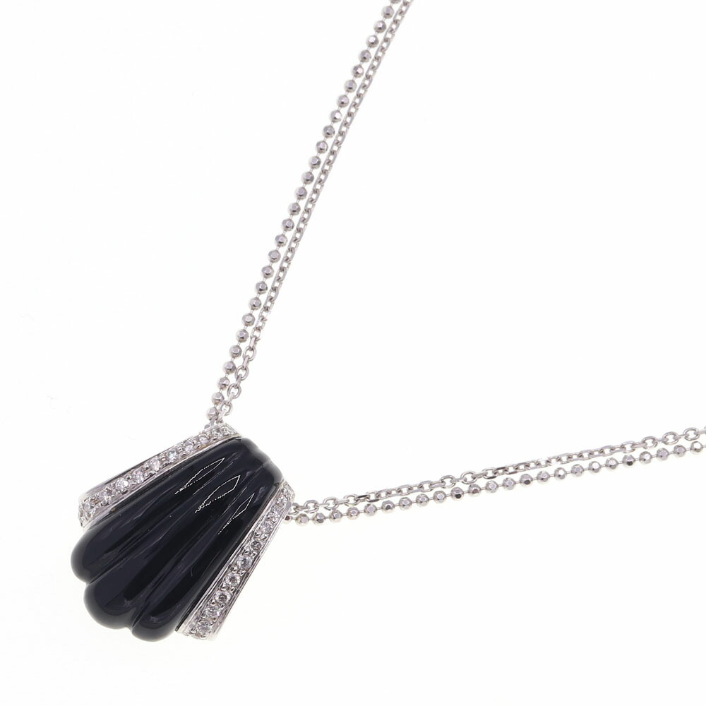オニキス ダイヤモンド ネックレス オニキス D0.19ct K18WG デザイン 2