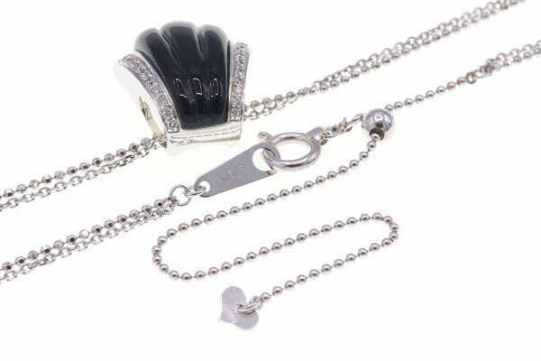 オニキス ダイヤモンド ネックレス オニキス D0.19ct K18WG デザイン 2