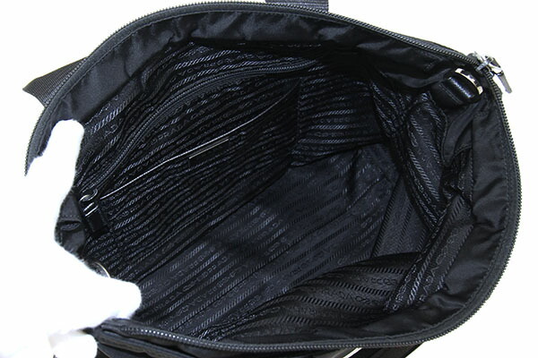 プラダ 2WAYハンドバッグ 1BG867 ブラック ナイロン レザー 中古 ショルダー 肩がけ 斜めがけ PRADA_画像3