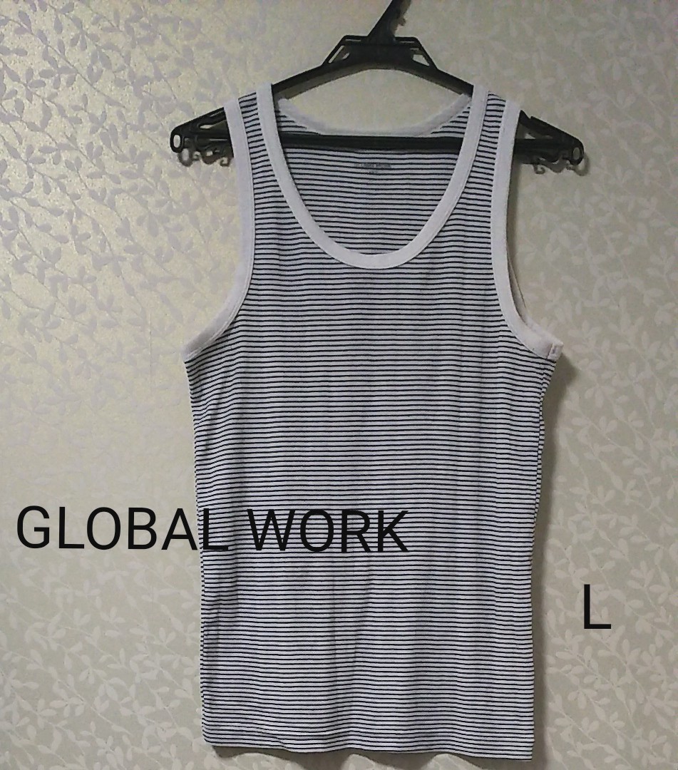 GLOBAL WORK ボーダー タンクトップ ノースリーブ Lサイズ グローバル