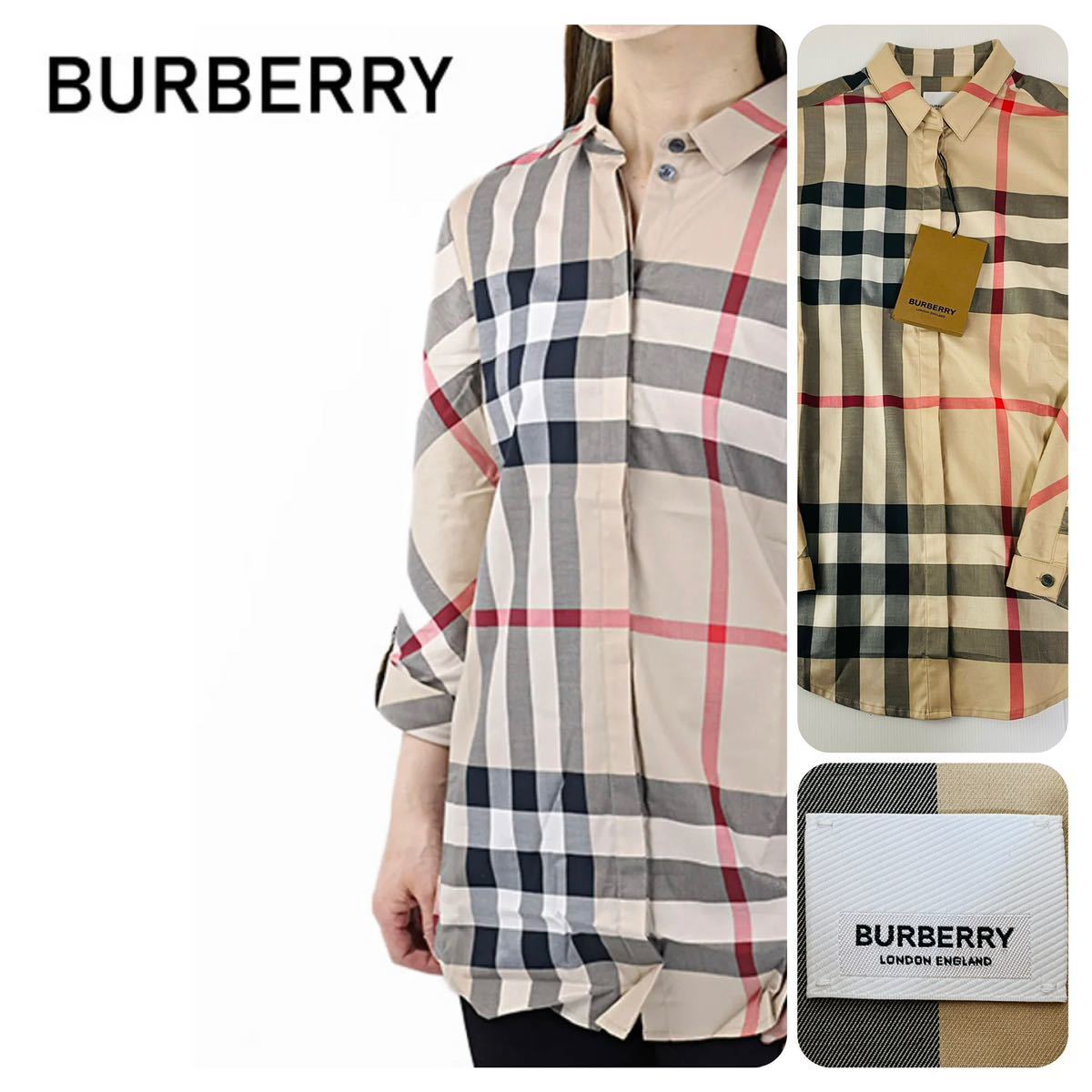 ☆未使用タグ付き☆BURBERRY バーバリーレディース長袖シャツチェック