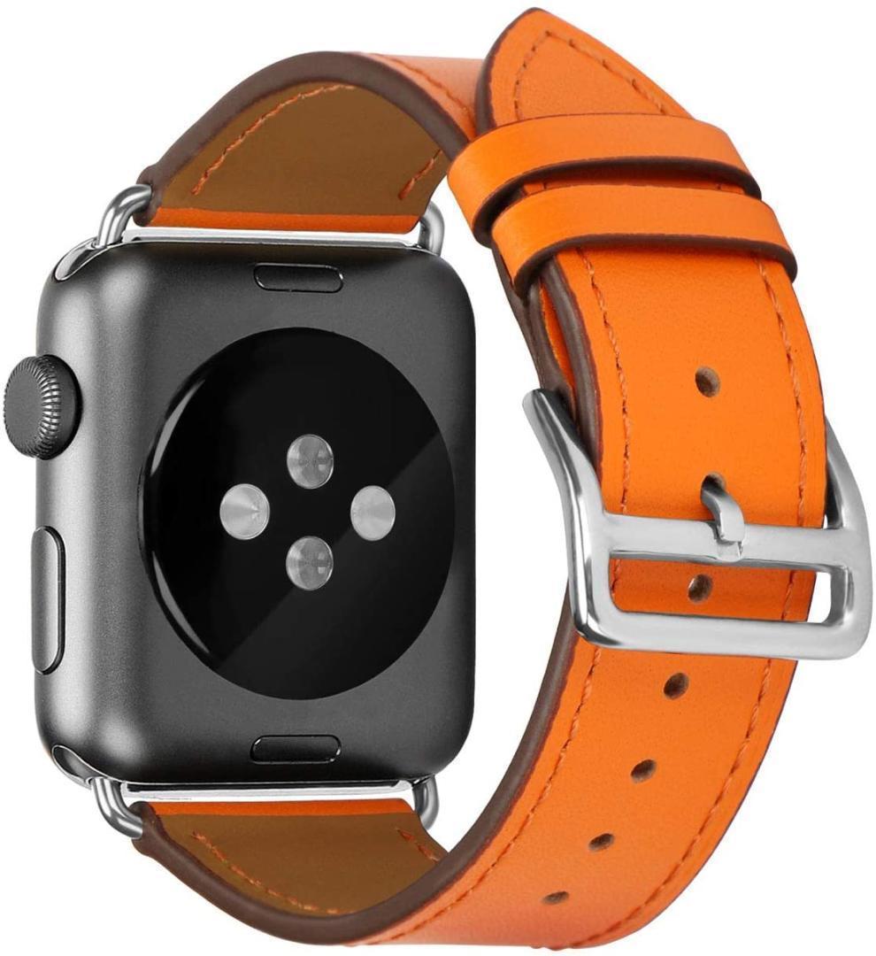 Apple Watch 合皮レザーバンド オレンジ ベルト アップルウォッチ
