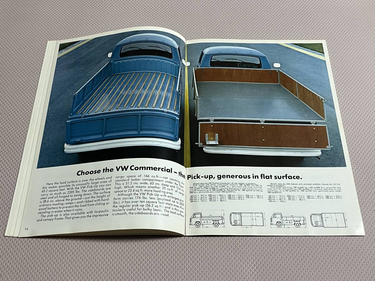 フォルクスワーゲン 商用車 英語版カタログ マイクロバス デリバリーバン ピックアップ ダブルキャブ VW Commercial 1975年_画像6