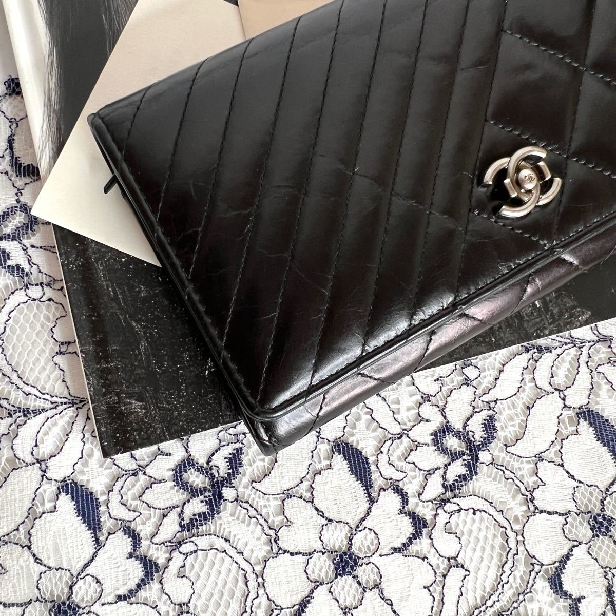 CHANEL シャネル【極美品】ボーイシャネル シェブロン フラップ 長財布