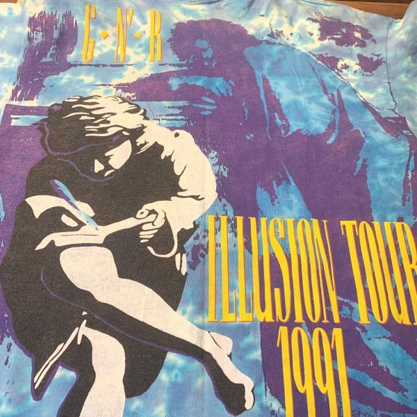 90s 1991 GUNS N\' ROSES gun z Anne draw zezIllusion Tour Tee Tour футболка USA производства Thai большой частота T L размер 