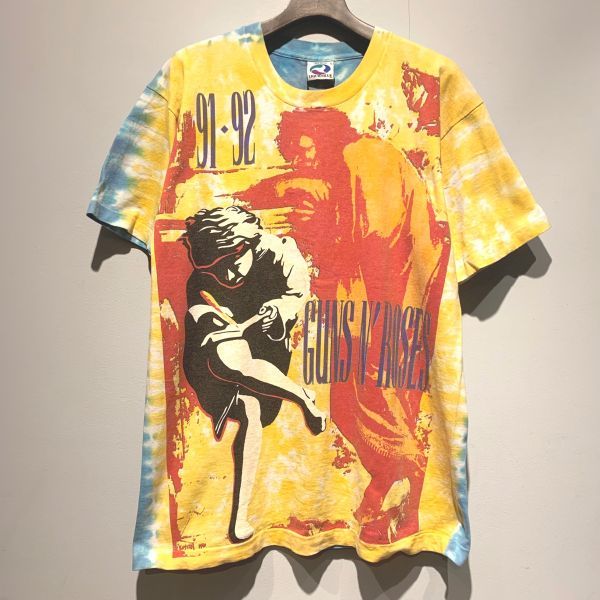 90s 1991 GUNS N\' ROSES gun z Anne draw zezIllusion Tour Tee Tour футболка USA производства Thai большой частота T L размер 