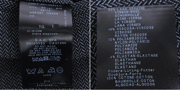 [GP543]joru geo Armani чёрный этикетка [ "в елочку" ] брюки (48)A/W новый товар 