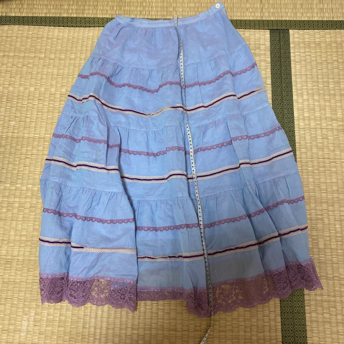 multiple marmelade マルティプル マーマレード 東京コレクション 大人スウィート フレアスカート ブルー パープル フリル ロングスカート
