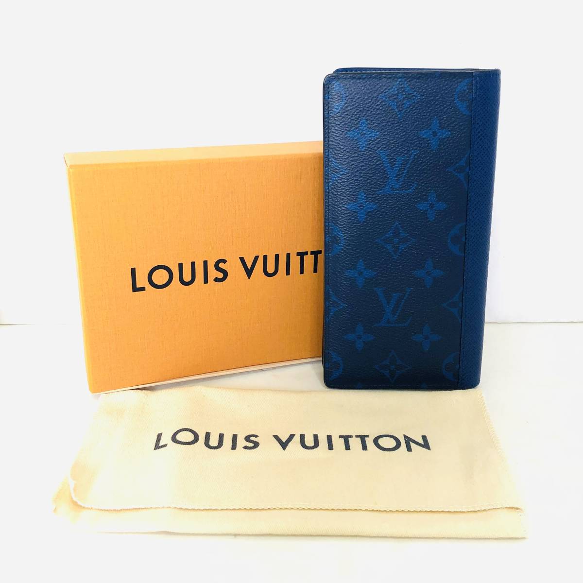 最初の 美品 ルイヴィトン LOUIS VUITTON タイガラマ ポルトフォイユ ブラザ コバルト M30297 長財布 RFID