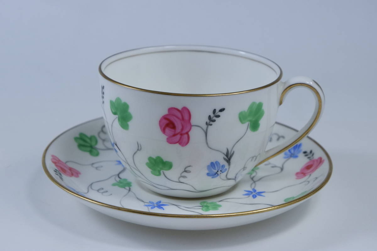 レア! ウェッジウッド アンティーク カップ&ソーサー 花柄 W681 Wedgwood 茶壺 T.Goode&Co_画像1