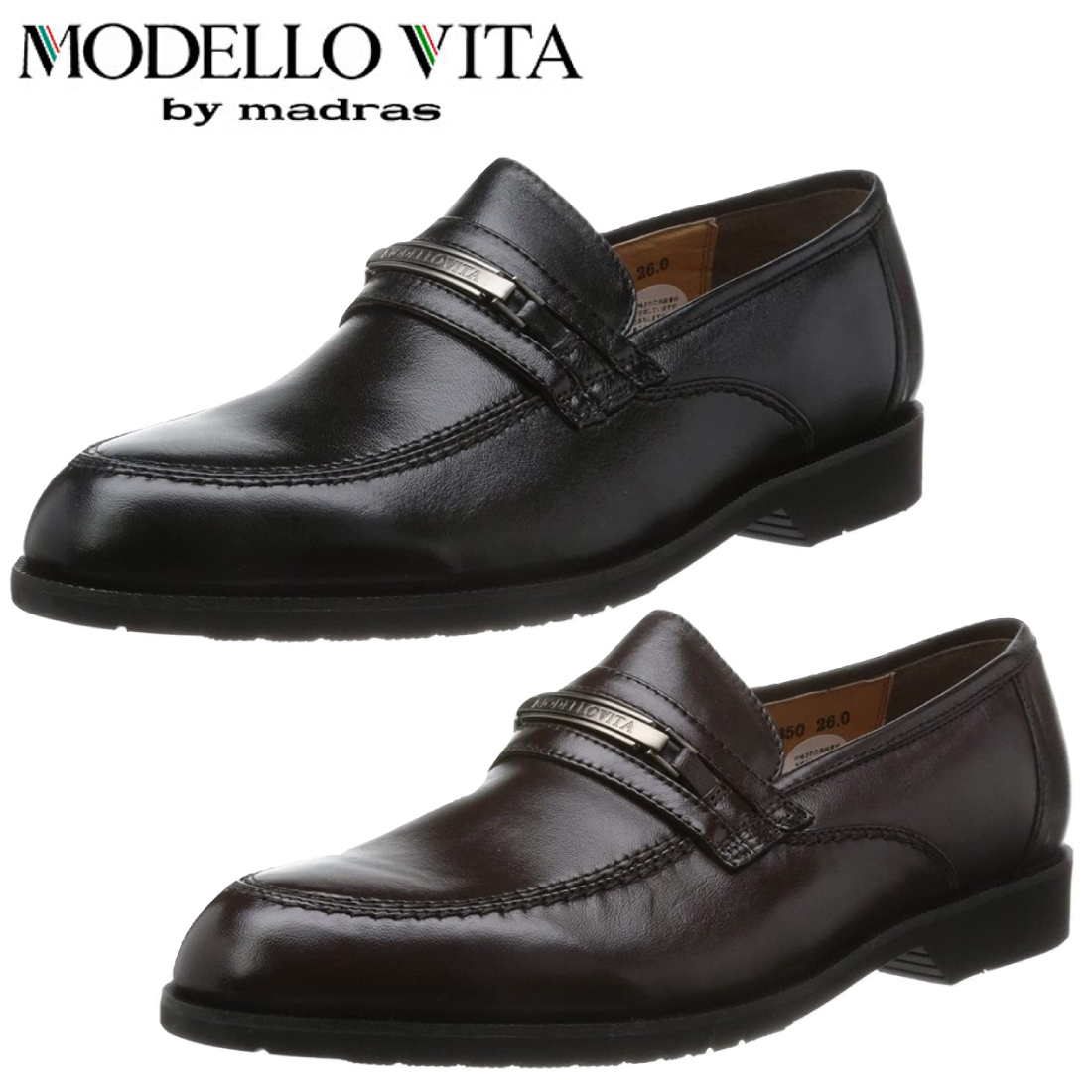 MODELLO VITA モデーロ ビータ ビット ローファー ビジネス 革靴 幅広 撥水 3E VT5650 ブラック 26.0cm (0910010525-bk-s260)