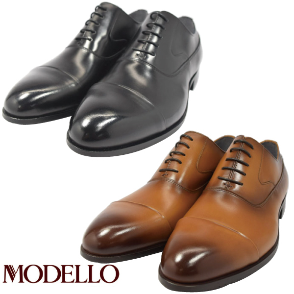 ▲MODELLO モデーロ 7021 ビジネスシューズ 靴 メンズ ストレートチップ 本革 革靴 ブラック Black 黒 26.0cm (0910010183-bk-s260)