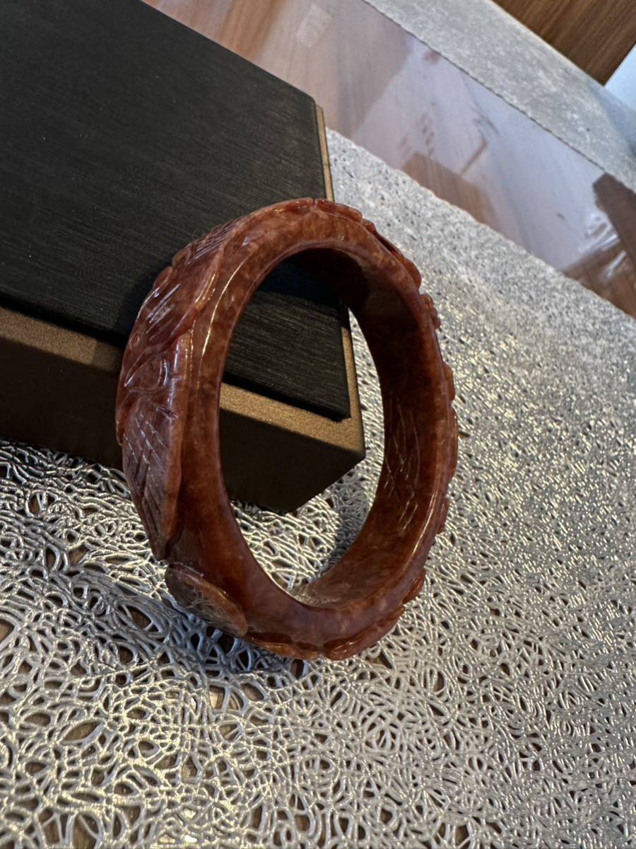 G-005 翡翠 精雕刻バングル 開運 お守り 腕輪 内径58.5mm - wellnet.pl
