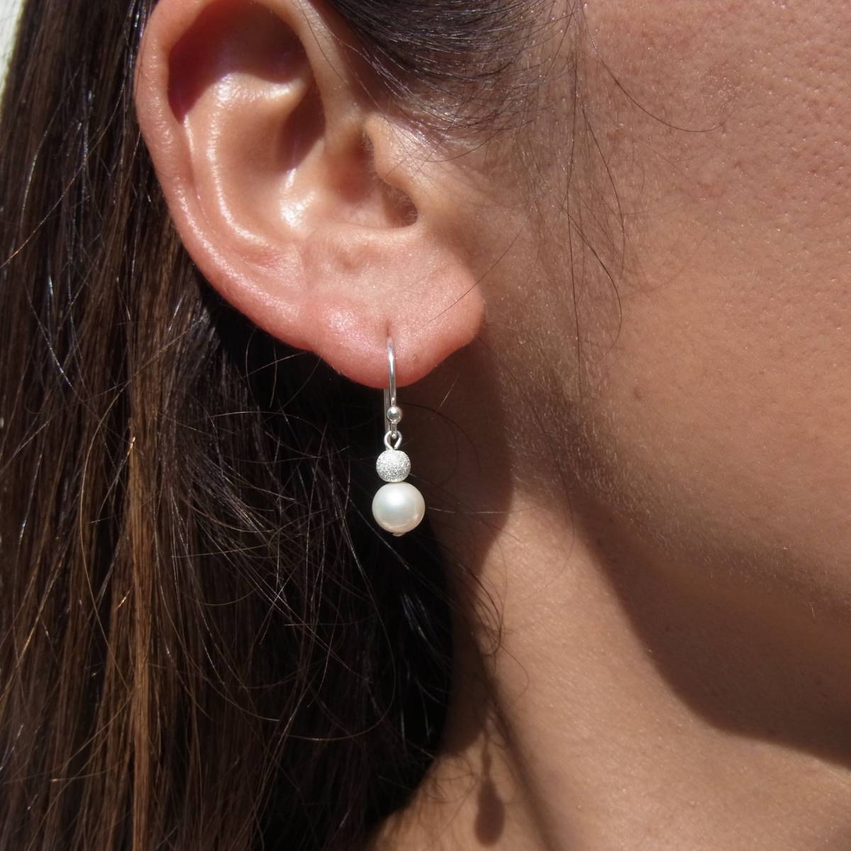  new goods pearl X silver earrings SV925 hook earrings sterling silver 