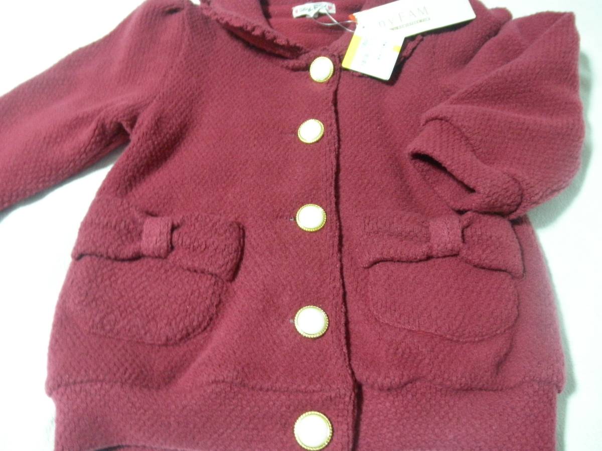  new goods Y6372 Kumikyoku anyFAM acrylic fiber blouson jacket hood none 110cm for children girl dark red wine red color bordeaux 