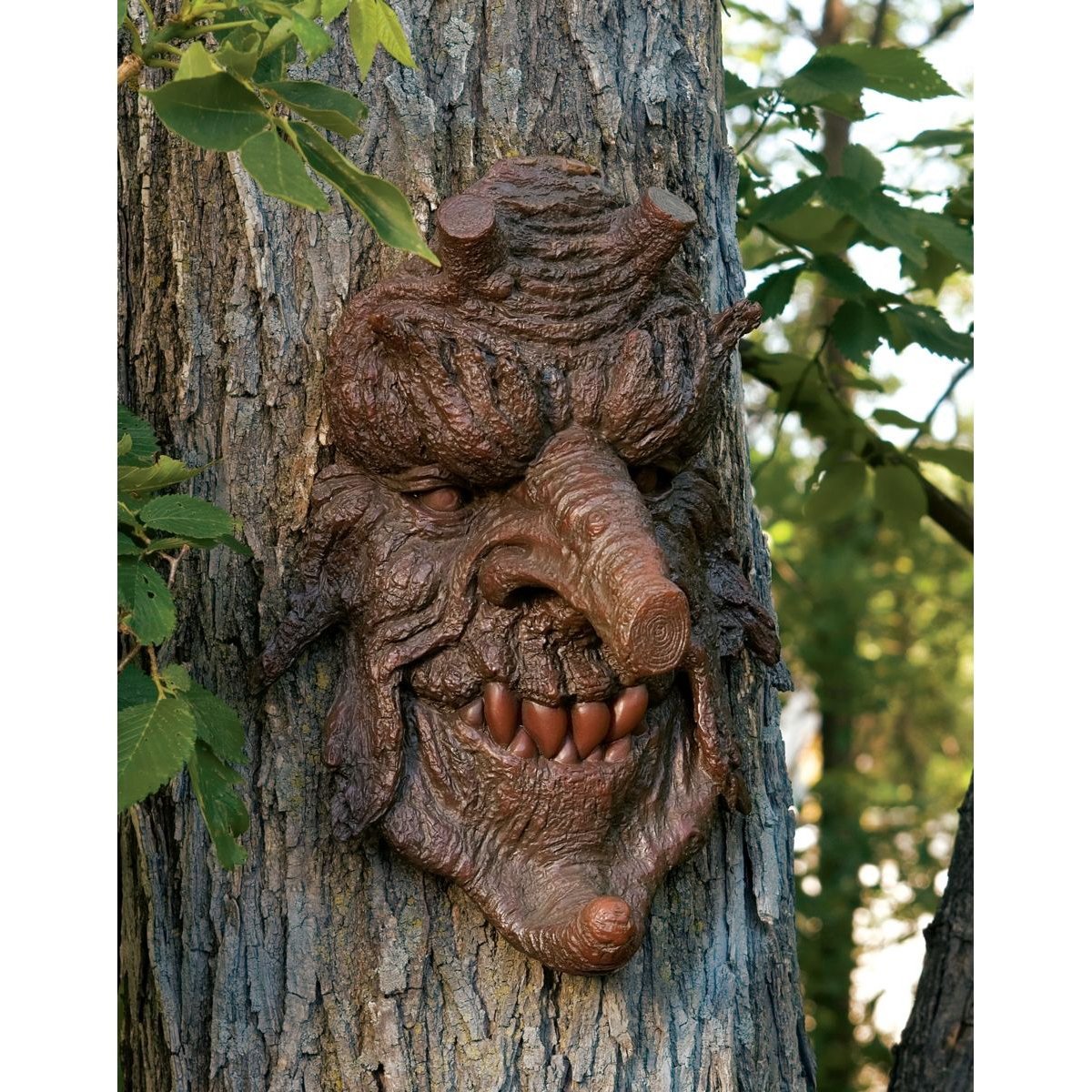 邪悪な顔の木の精霊 壁掛け置物彫刻オブジェ飾り雑貨グリーンマン装飾