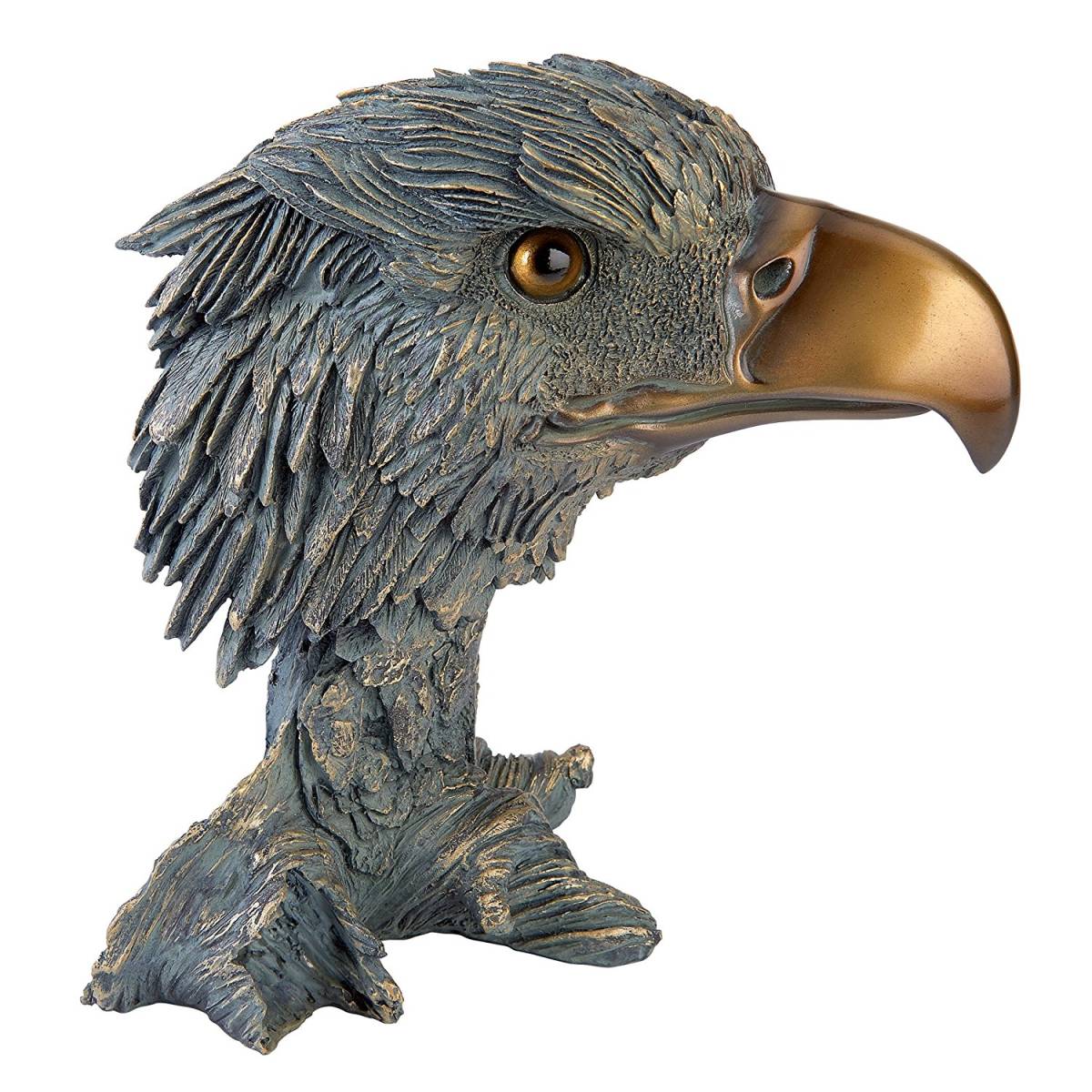 ハクトウワシの頭部の置物　猛禽類彫刻インテリア装飾品家具雑貨鳥白頭鷲タカイーグル彫像アクセント小物オブジェ飾り