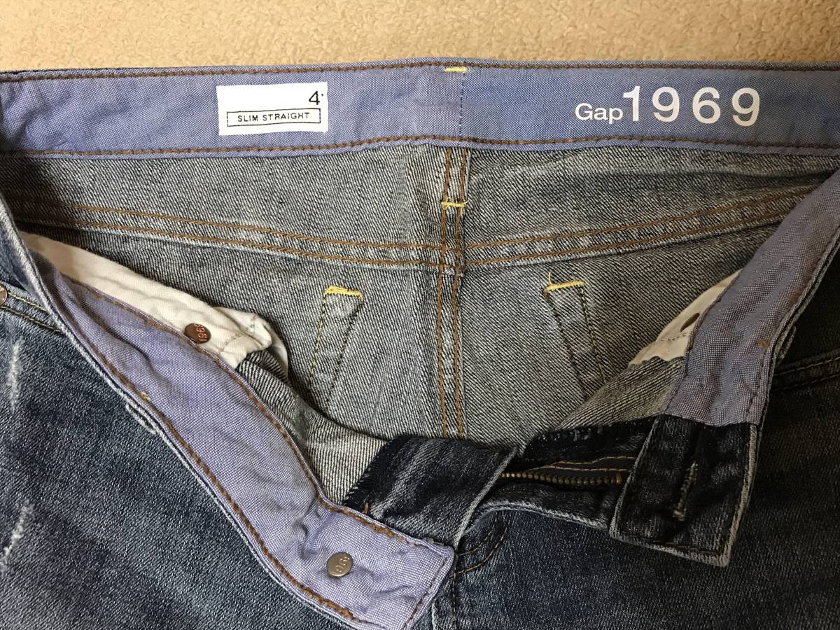 ☆GAP☆中古☆美品☆1969 SLIM STRAIGHT 4 ギャップ スリム ストレート ジーンズ レディース ダメージ加工_画像3