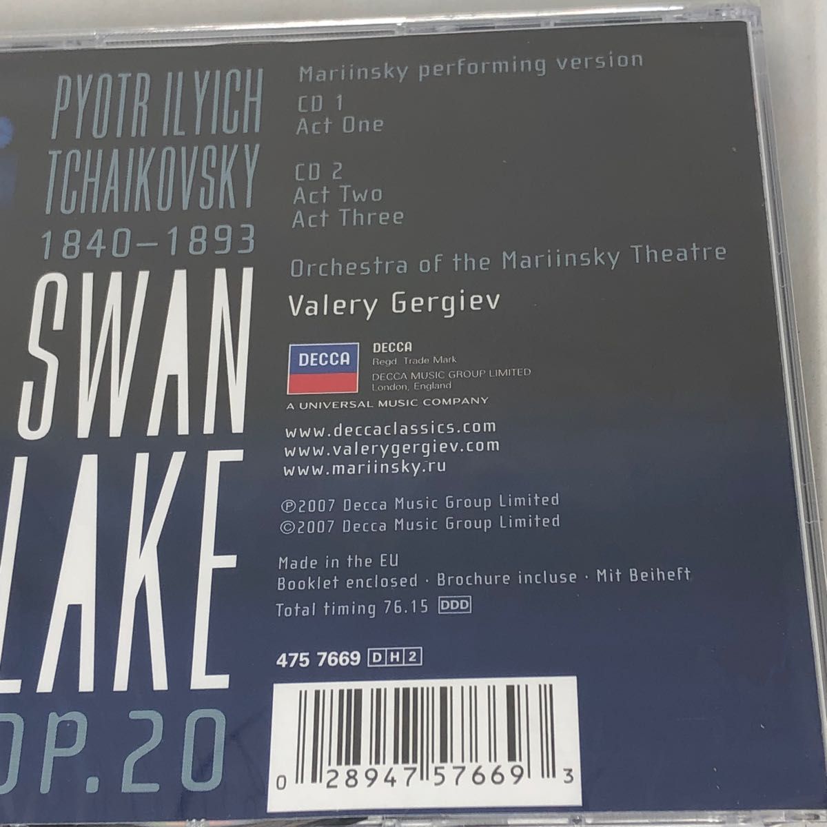 未開封品　輸入盤　ヴァレリーゲルギエフ  チャイコフスキー: バレエ 《白鳥の湖》 全曲 SWAN LAKE EU盤　