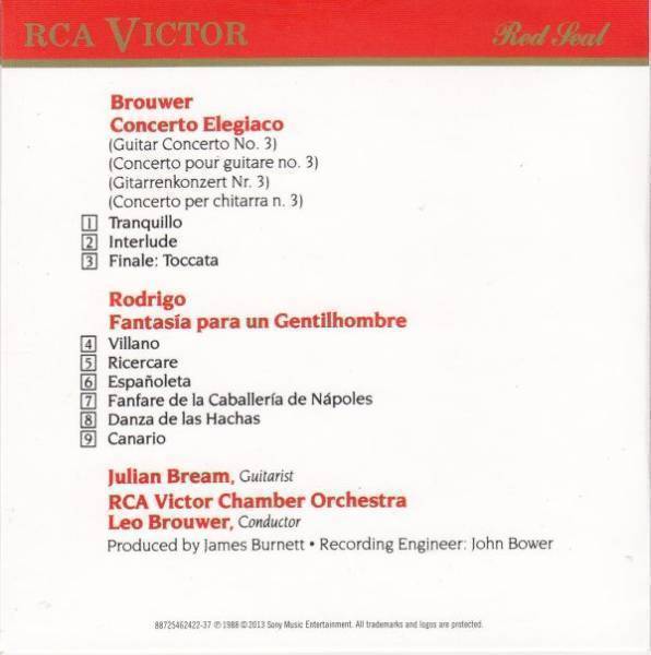 [CD/Rca]ロドリーゴ:ある貴紳のための協奏曲他/J.ブリーム(gt)&ブローウェル&RCAVCO 1987_画像2