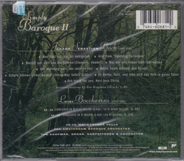 [CD/Sony]ボッケリーニ:チェロ協奏曲G476&482他/マ(vc)&コープマン&ABO_画像2