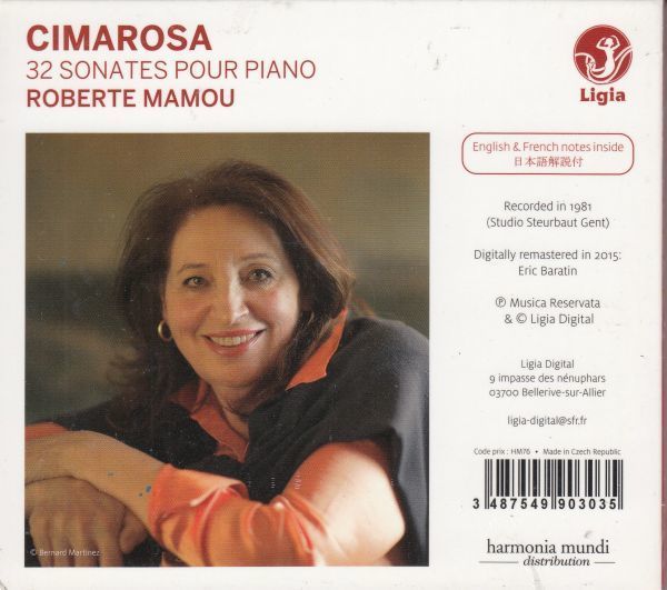 [CD/Ligia]チマローザ:ピアノ・ソナタ集(第1-32番)/ロベルテ・マムー(p) 1981_画像2