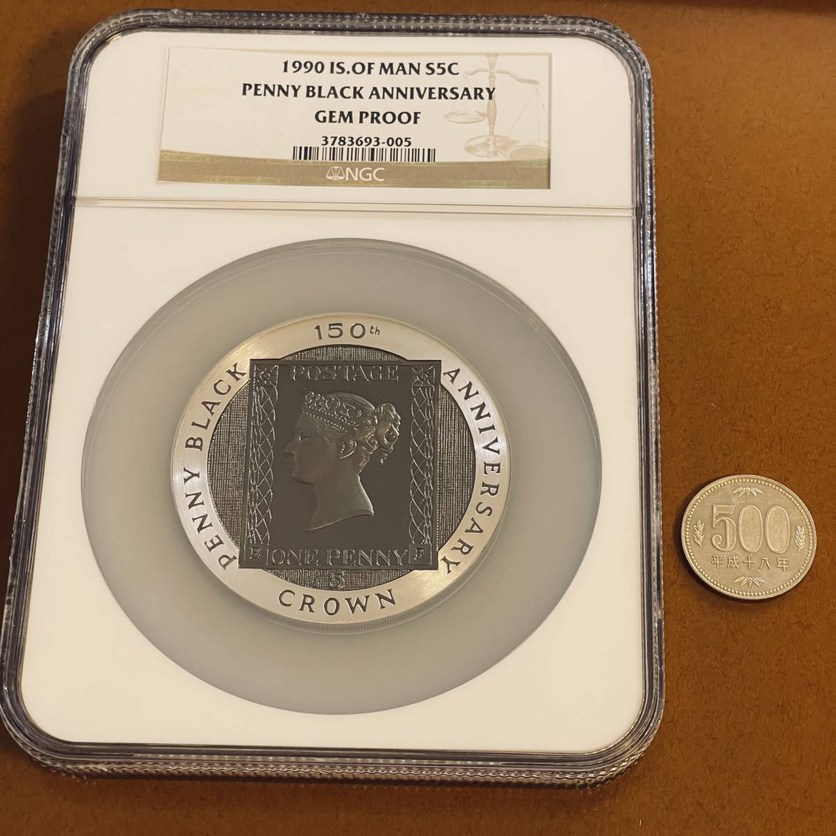 迫力の人気大型銀貨!】1990 イギリス領 マン島 ペニーブラック 5オンス