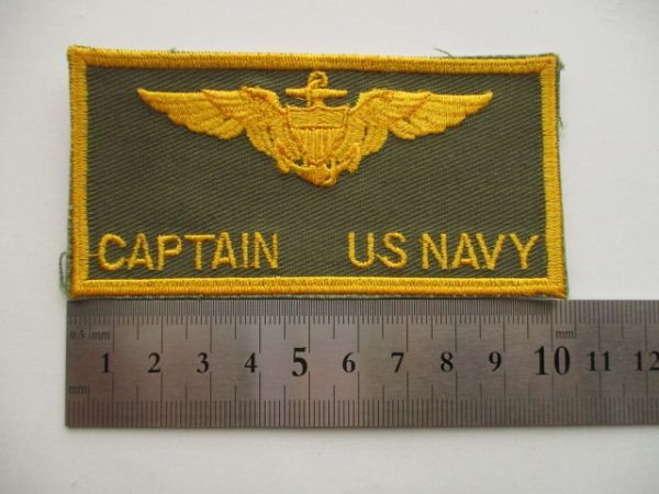 【送料無料】アメリカ海軍CAPTAIN US NAVYワッペン/キャプテン大佐ネームpatchesパッチPILOT NAME TAGネイビーNAVY米海軍タグUSN米軍US M9_画像7