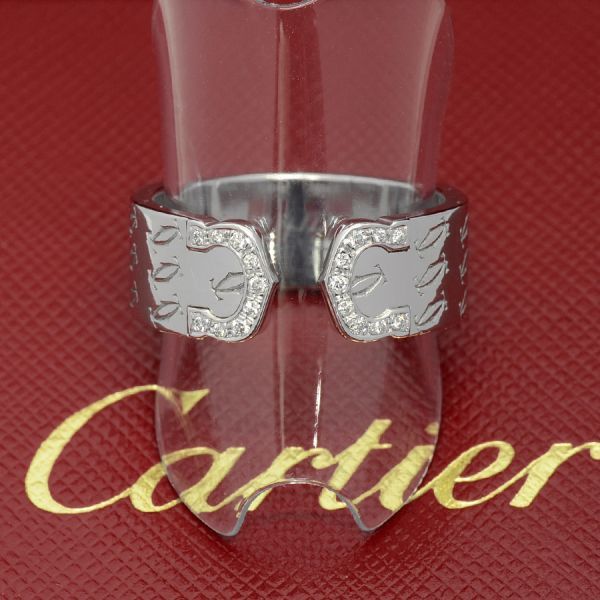 750 Cartier C2 リング 2000年クリスマス限定 12.2g #57 仕上済 カルティエ K18WG 18金ホワイトゴールド 17号 18号 指輪 ダイヤ 2082621_画像1