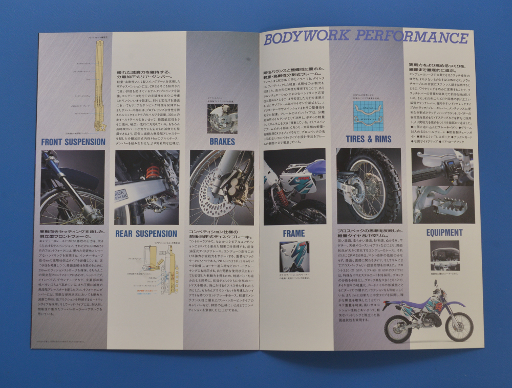 ホンダ　CRM 250R MD24　HONDA　CRM　1993年2月　バイクカタログ 　水冷2ストローク　単気筒　モトクロッサー【H-2OFF-02】_画像4