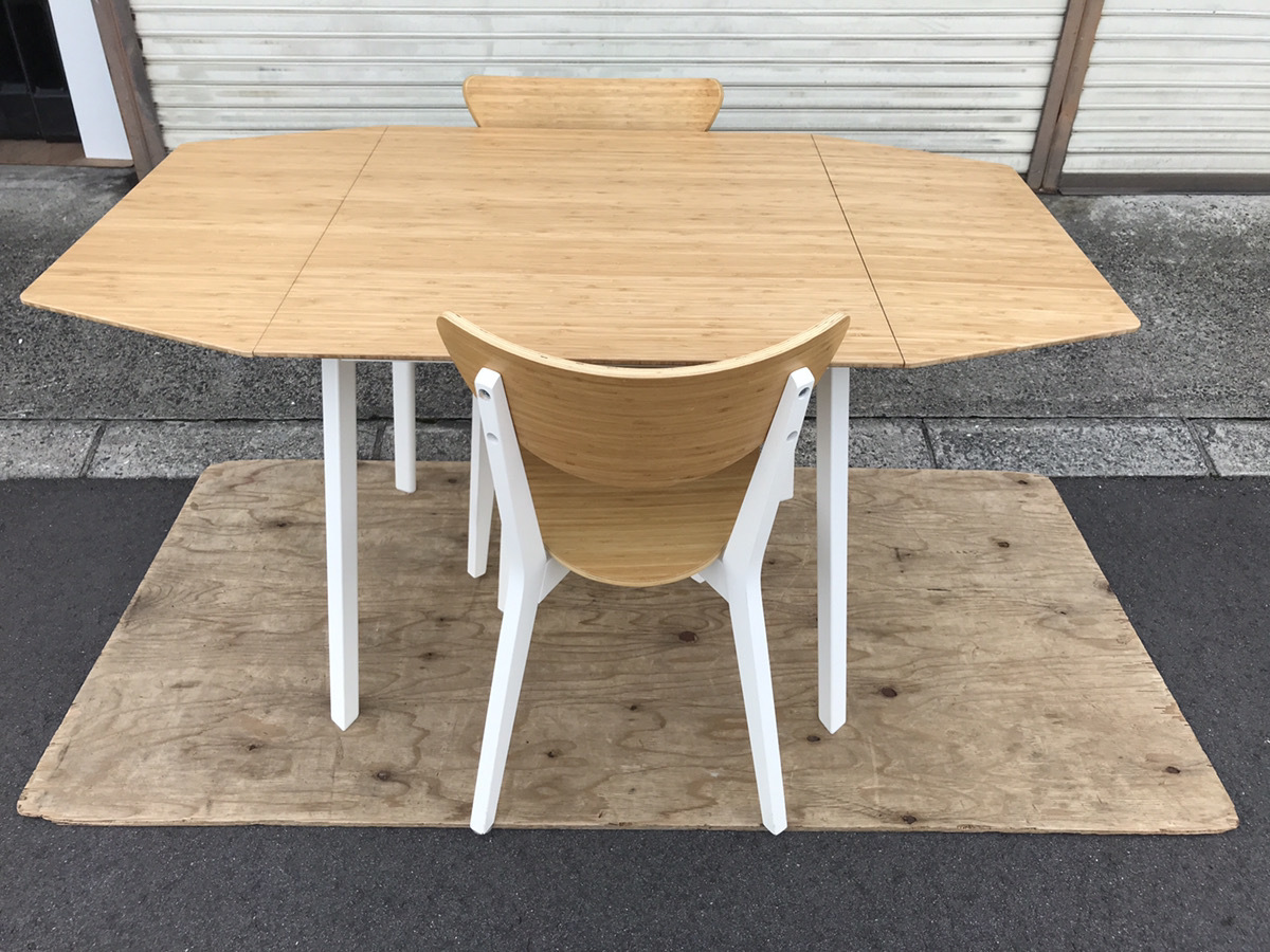 ヤフオク! - IKEA イケア ダイニングテーブル 伸縮式 椅子2脚付